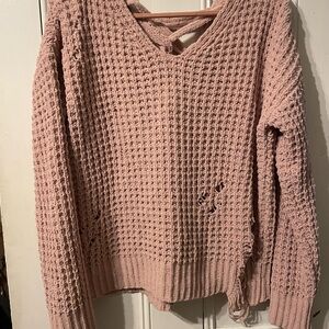 Moral Fiber Blush V-Neck Sweater